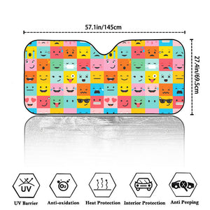 Colorful Emoji Pattern Print Car Windshield Sun Shade