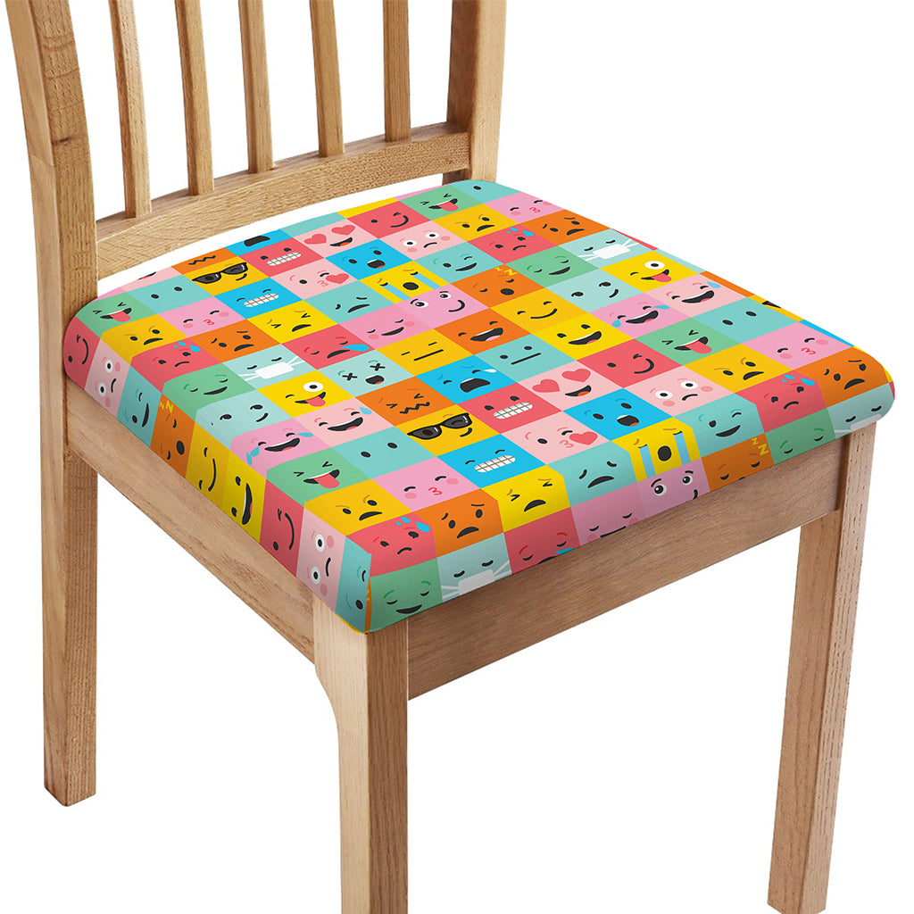 Colorful Emoji Pattern Print Chair Cushion Cover