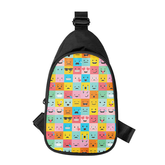 Colorful Emoji Pattern Print Chest Bag