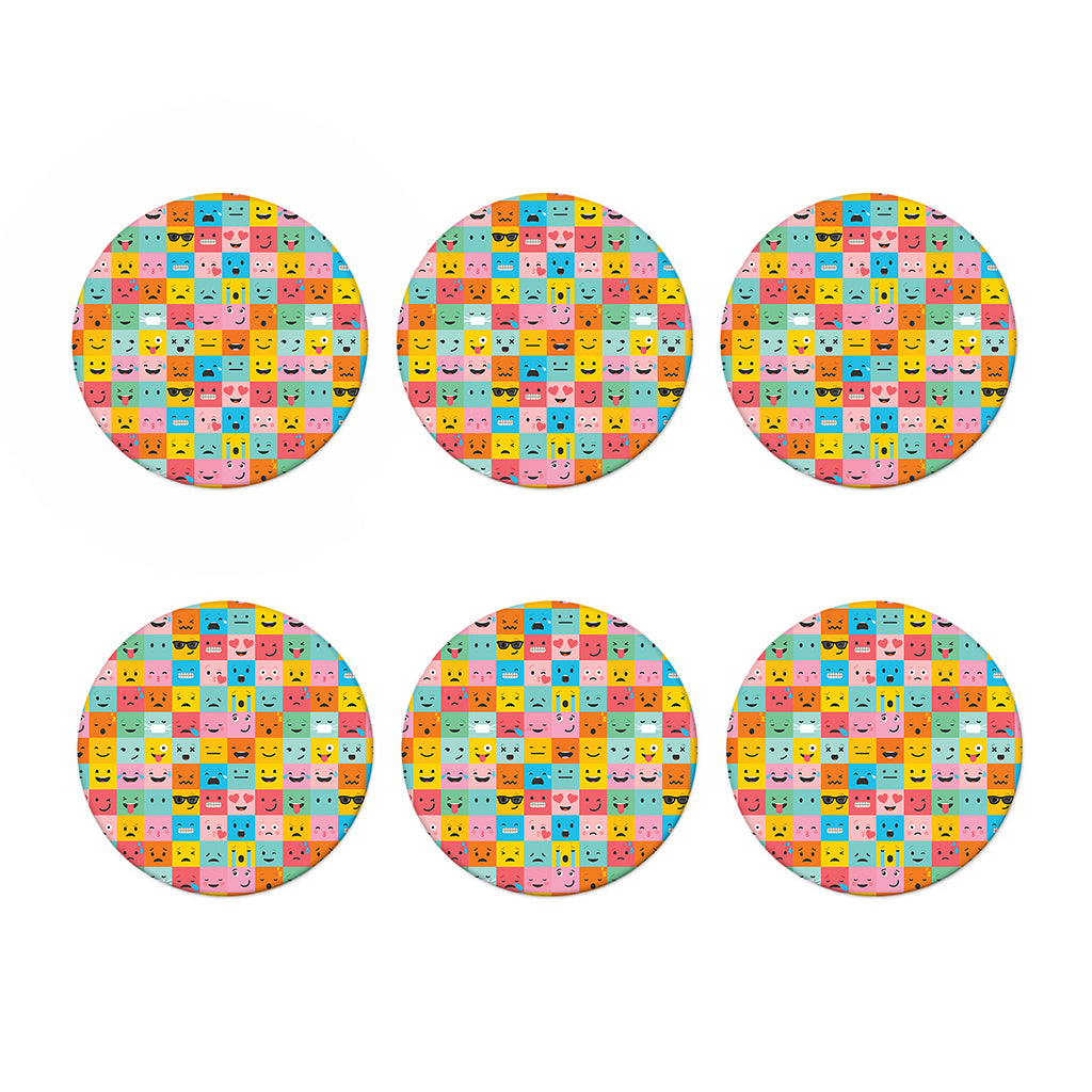 Colorful Emoji Pattern Print Coaster Set