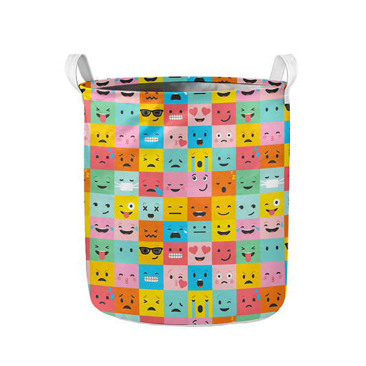 Colorful Emoji Pattern Print Collapsible Laundry Basket