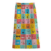 Colorful Emoji Pattern Print Cotton Front Slit Maxi Skirt