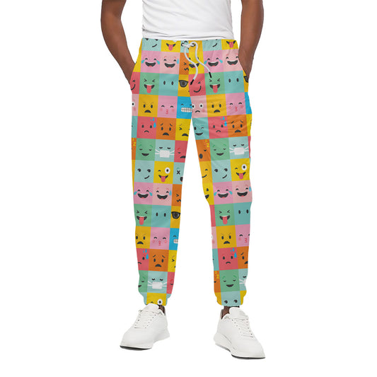 Colorful Emoji Pattern Print Cotton Pants