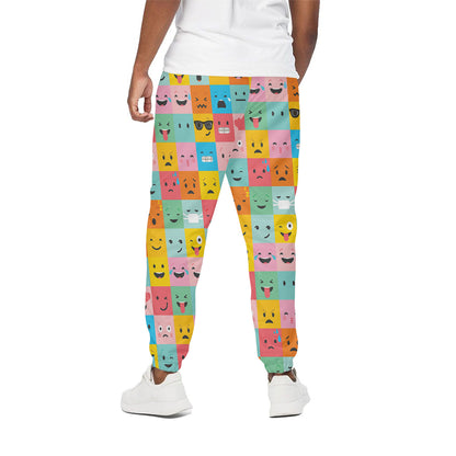 Colorful Emoji Pattern Print Cotton Pants