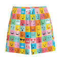 Colorful Emoji Pattern Print Cotton Shorts