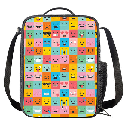 Colorful Emoji Pattern Print Crossbody Lunch Bag
