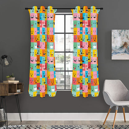 Colorful Emoji Pattern Print Curtain