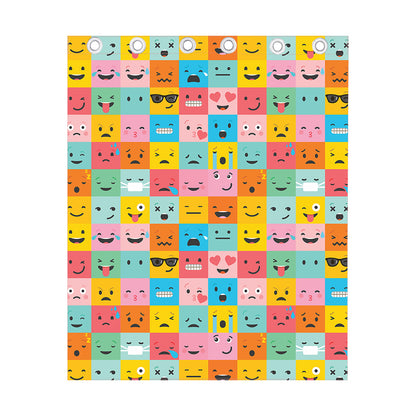 Colorful Emoji Pattern Print Curtain