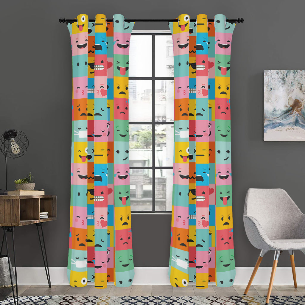 Colorful Emoji Pattern Print Curtain