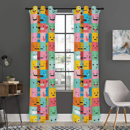 Colorful Emoji Pattern Print Curtain