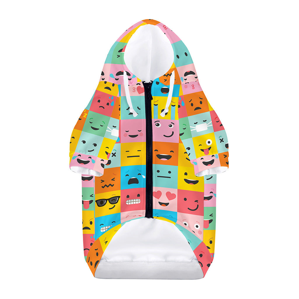 Colorful Emoji Pattern Print Dog Zip Up Hoodie