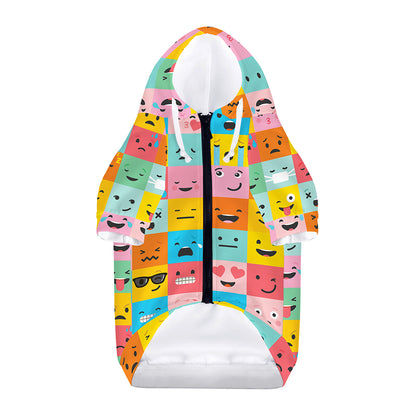 Colorful Emoji Pattern Print Dog Zip Up Hoodie
