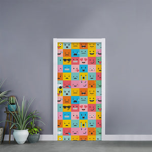 Colorful Emoji Pattern Print Door Sticker