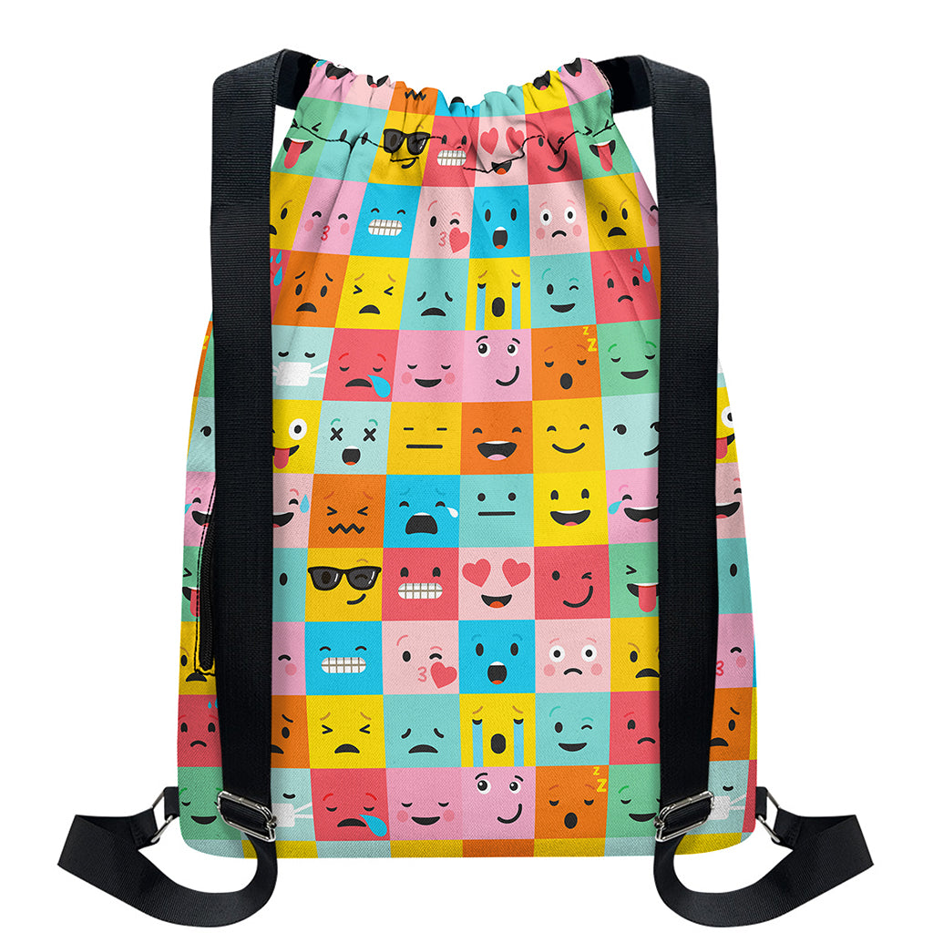Colorful Emoji Pattern Print Drawstring Backpack