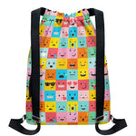 Colorful Emoji Pattern Print Drawstring Backpack