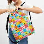 Colorful Emoji Pattern Print Drawstring Backpack