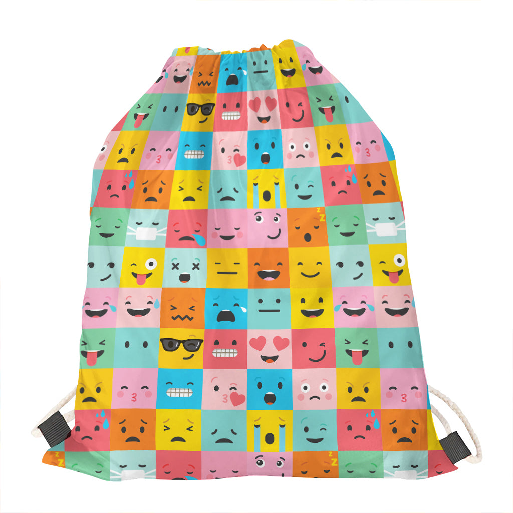 Colorful Emoji Pattern Print Drawstring Bag