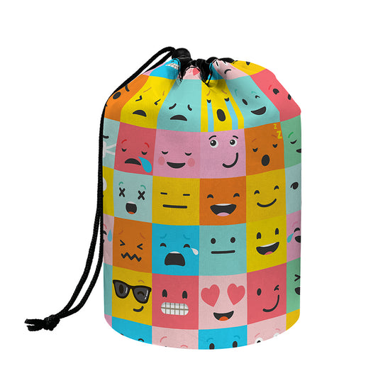 Colorful Emoji Pattern Print Drawstring Makeup Bag