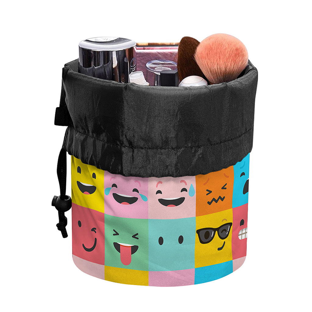 Colorful Emoji Pattern Print Drawstring Makeup Bag