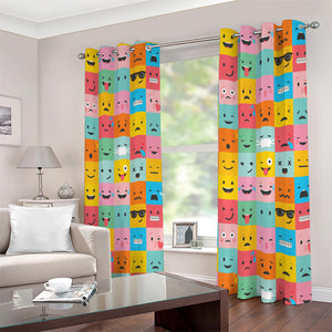 Colorful Emoji Pattern Print Extra Wide Grommet Curtains