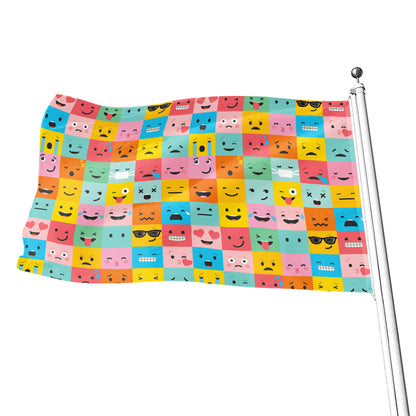 Colorful Emoji Pattern Print Flag
