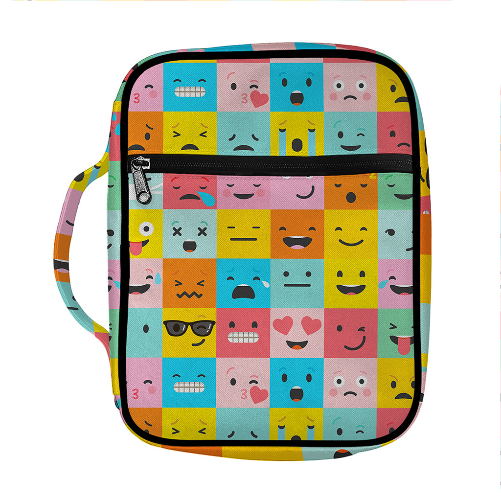 Colorful Emoji Pattern Print Front Pocket Bible Bag