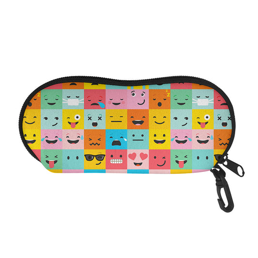 Colorful Emoji Pattern Print Glasses Case