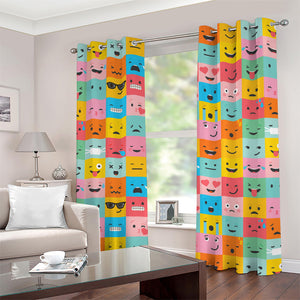 Colorful Emoji Pattern Print Grommet Curtains