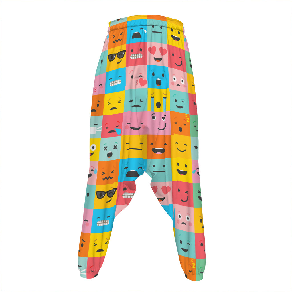 Colorful Emoji Pattern Print Hammer Pants
