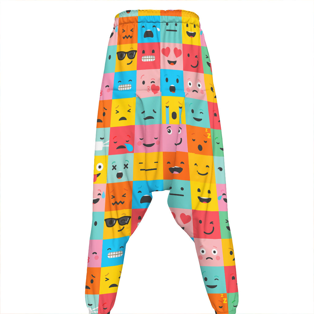 Colorful Emoji Pattern Print Hammer Pants