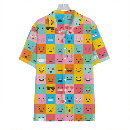 Colorful Emoji Pattern Print Hawaiian Shirt