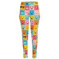Colorful Emoji Pattern Print High-Waisted Pocket Leggings