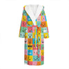 Colorful Emoji Pattern Print Hooded Bathrobe