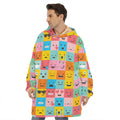 Colorful Emoji Pattern Print Hoodie Blanket