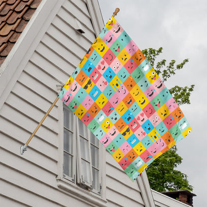 Colorful Emoji Pattern Print House Flag
