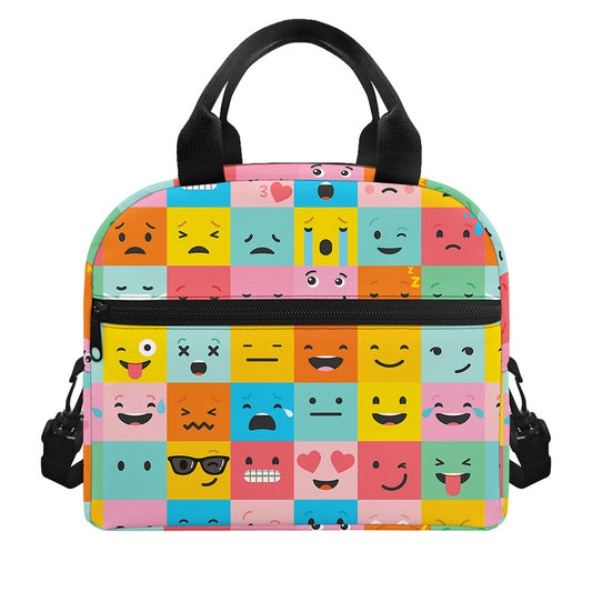Colorful Emoji Pattern Print Insulated Lunch Bag