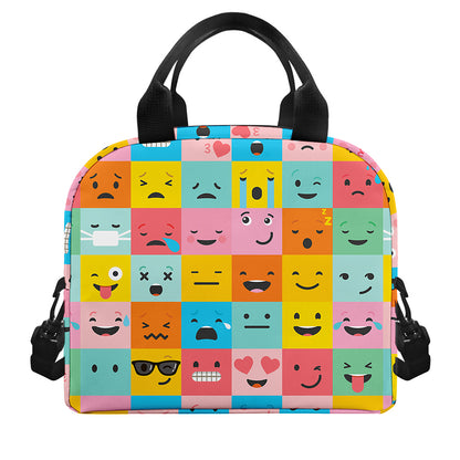 Colorful Emoji Pattern Print Insulated Lunch Bag