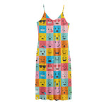 Colorful Emoji Pattern Print Jersey Midi Cami Dress