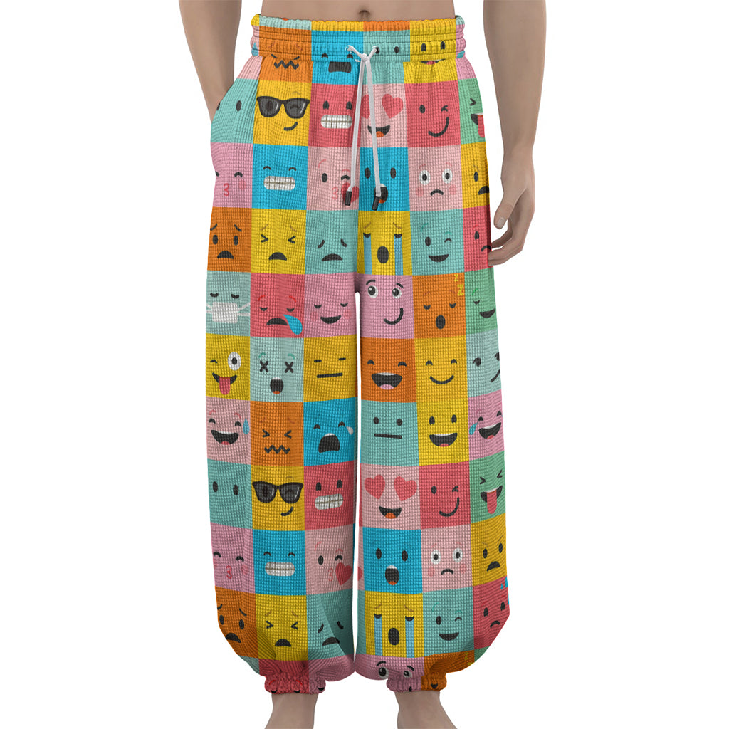 Colorful Emoji Pattern Print Lantern Pants