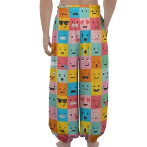 Colorful Emoji Pattern Print Lantern Pants