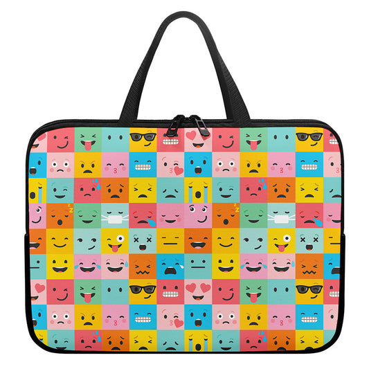 Colorful Emoji Pattern Print Laptop Sleeve With Handle