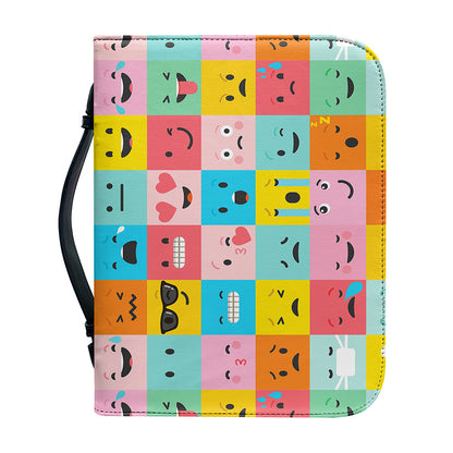 Colorful Emoji Pattern Print Leather Bible Cover