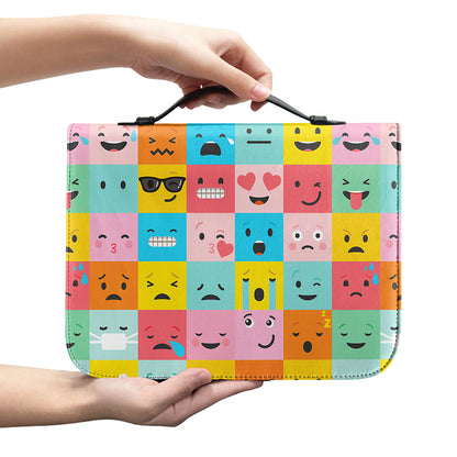 Colorful Emoji Pattern Print Leather Bible Cover