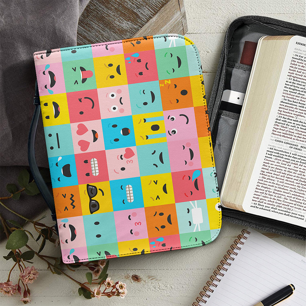 Colorful Emoji Pattern Print Leather Bible Cover