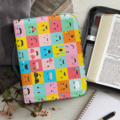 Colorful Emoji Pattern Print Leather Bible Cover