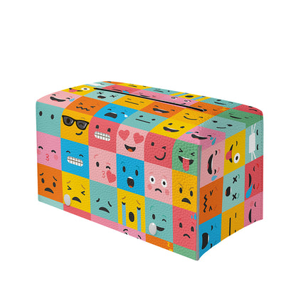 Colorful Emoji Pattern Print Leather Tissue Box Cover