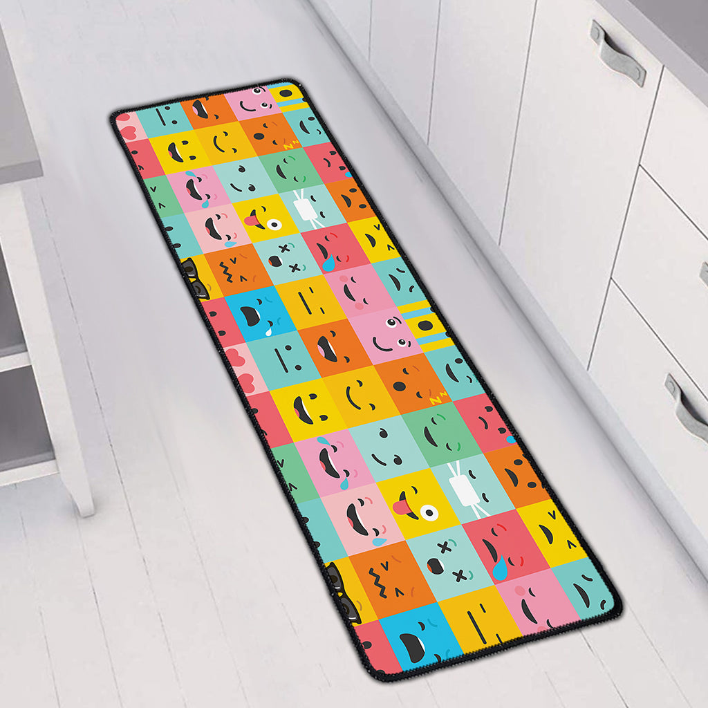 Colorful Emoji Pattern Print Long Kitchen Mat