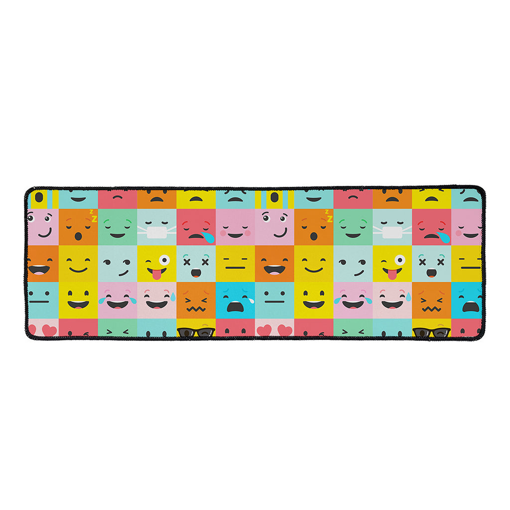 Colorful Emoji Pattern Print Long Kitchen Mat