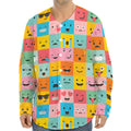 Colorful Emoji Pattern Print Long Sleeve Baseball Jersey