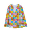 Colorful Emoji Pattern Print Long Sleeve Short Coat